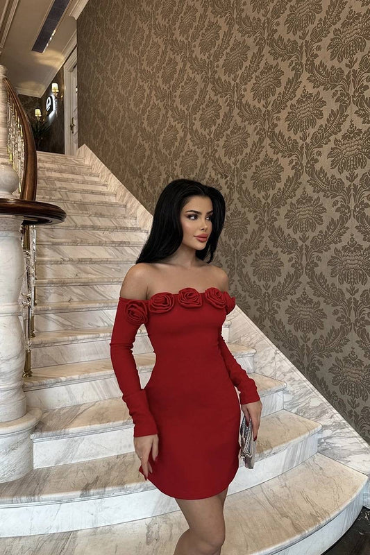 Red rose mini dress