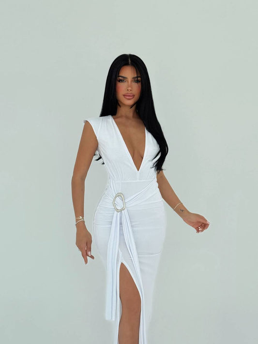 White basic long dress