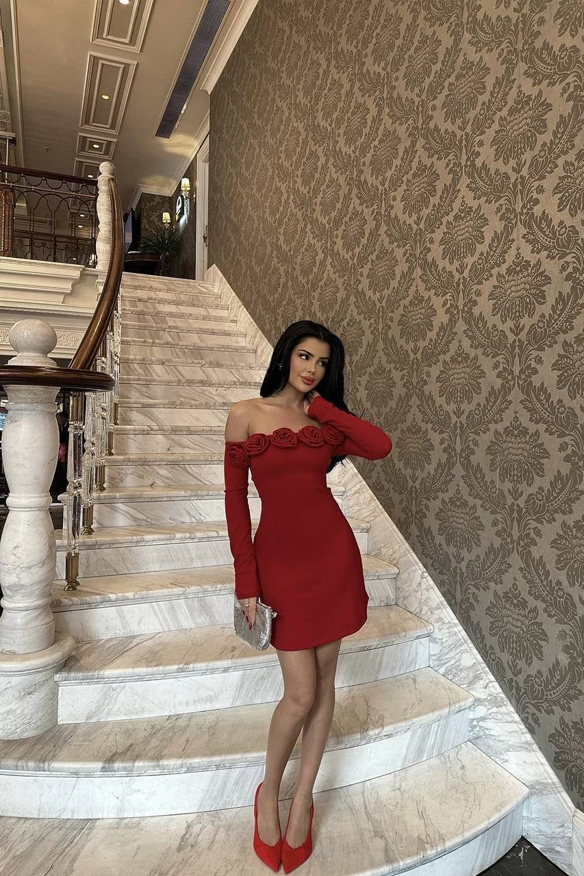Red rose mini dress