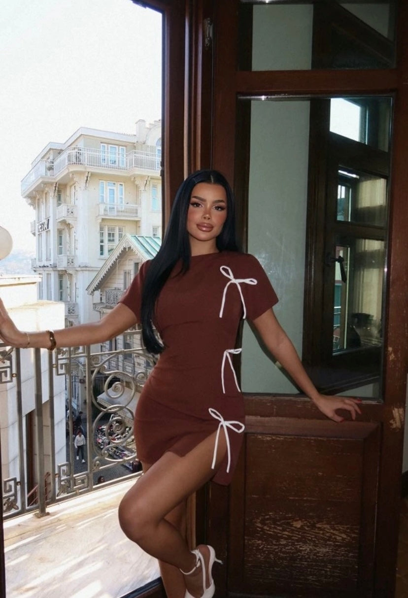 Brown bow dress – Velor