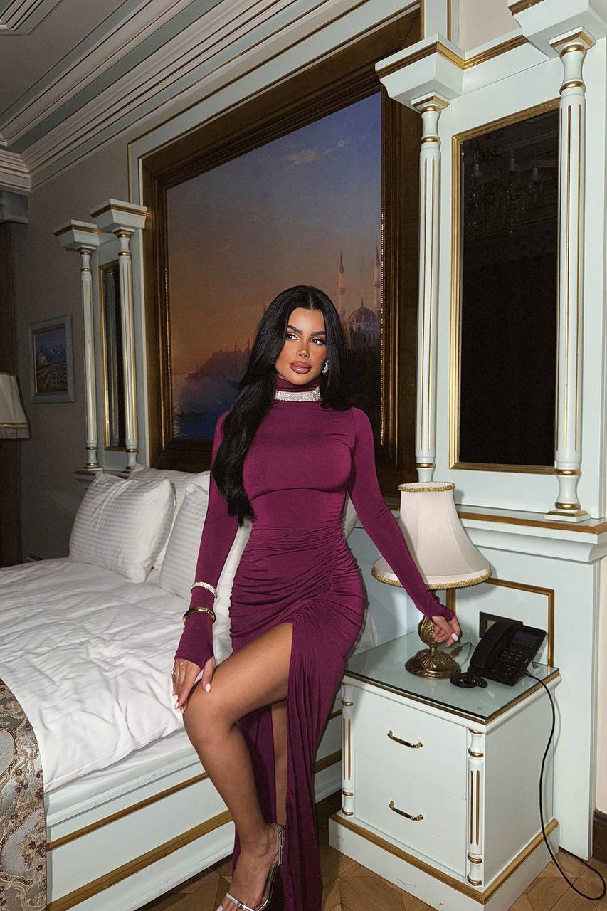 Plum long sleeve dress