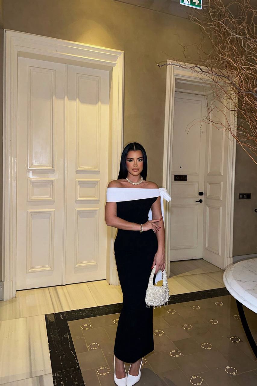 Black bow midi dress