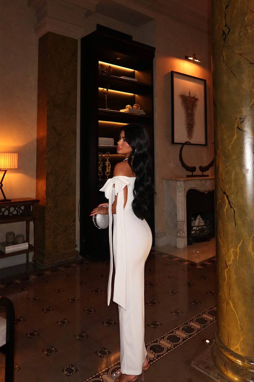 White bow midi dress